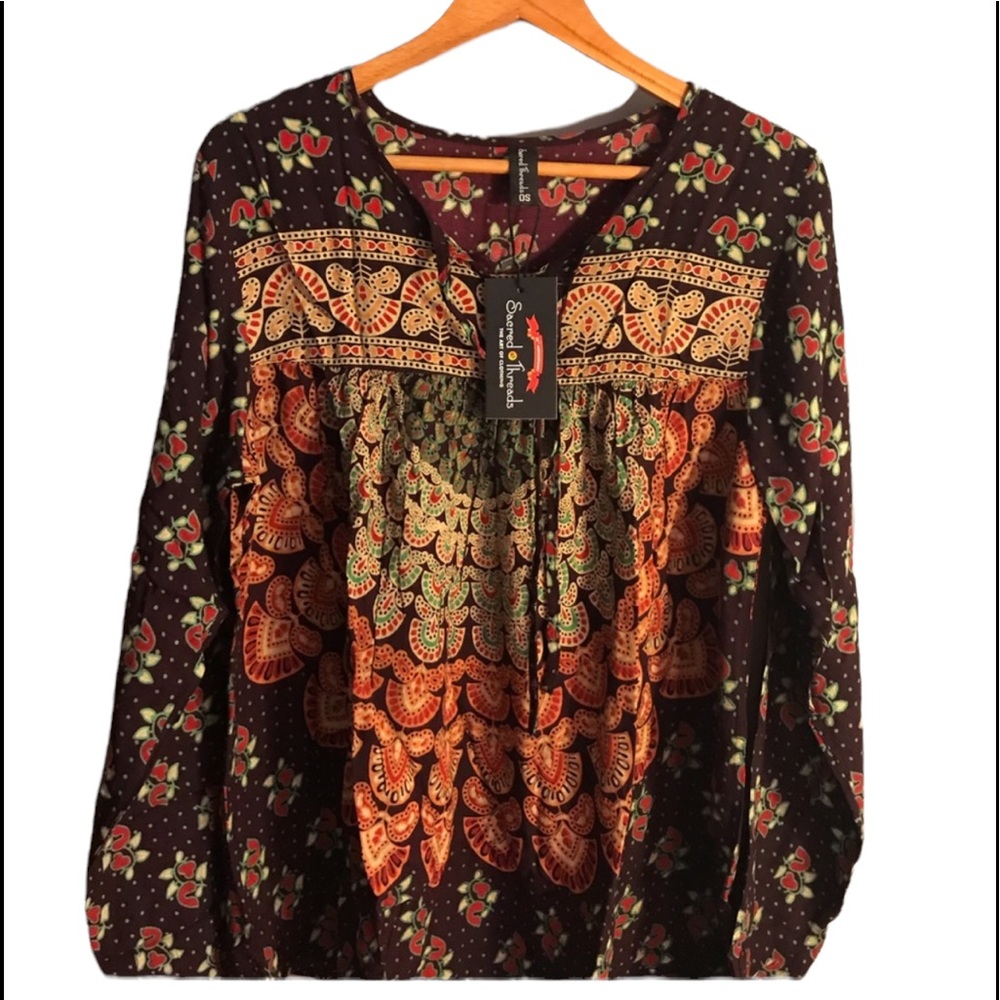 NWT. Sacred Threads Blouse Onesize. 219676. GR/PK - Picture 5 of 5